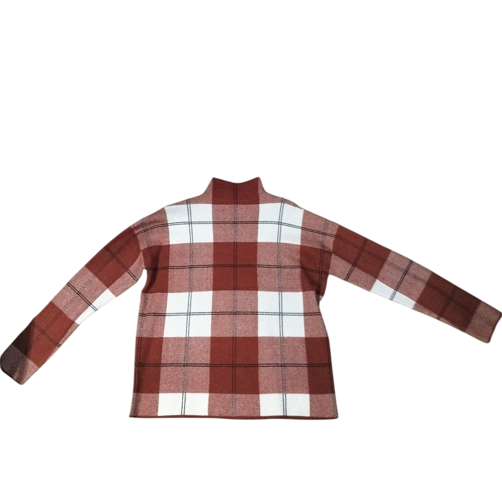 Rachel Zoe Plaid Turtleneck Sweater - Red and White